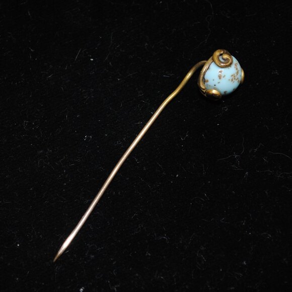 Antique Robin's Egg / Blue Art Glass Stick Pin - Picture 6 of 8